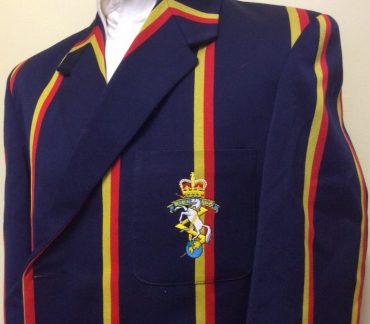Navy Blazer with red and yellow stripes