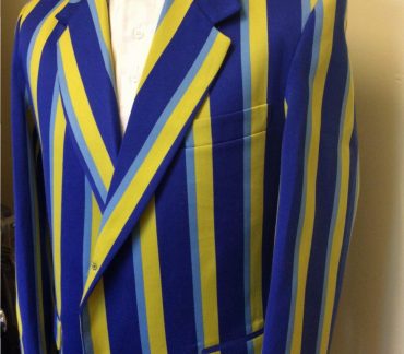 Two tone Blue and Yellow striped blazer