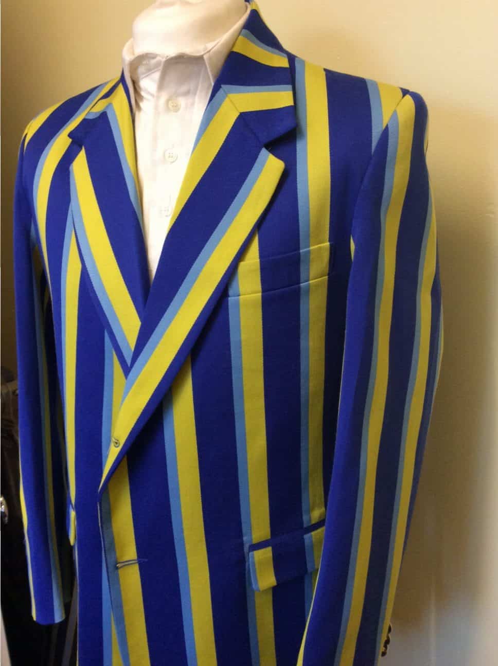 Two tone Blue and Yellow striped blazer